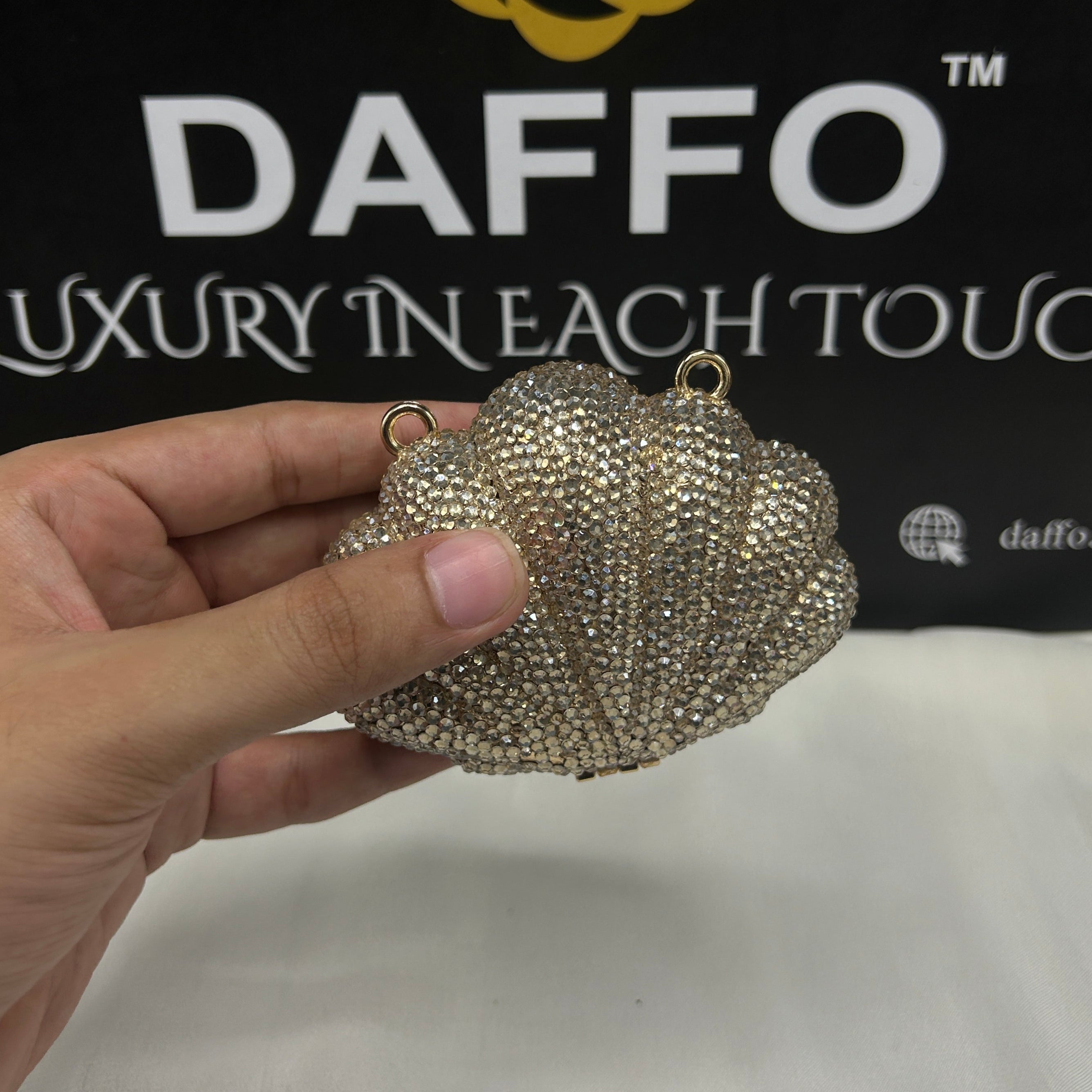 Imported ladies clutch with swarovski crystals 