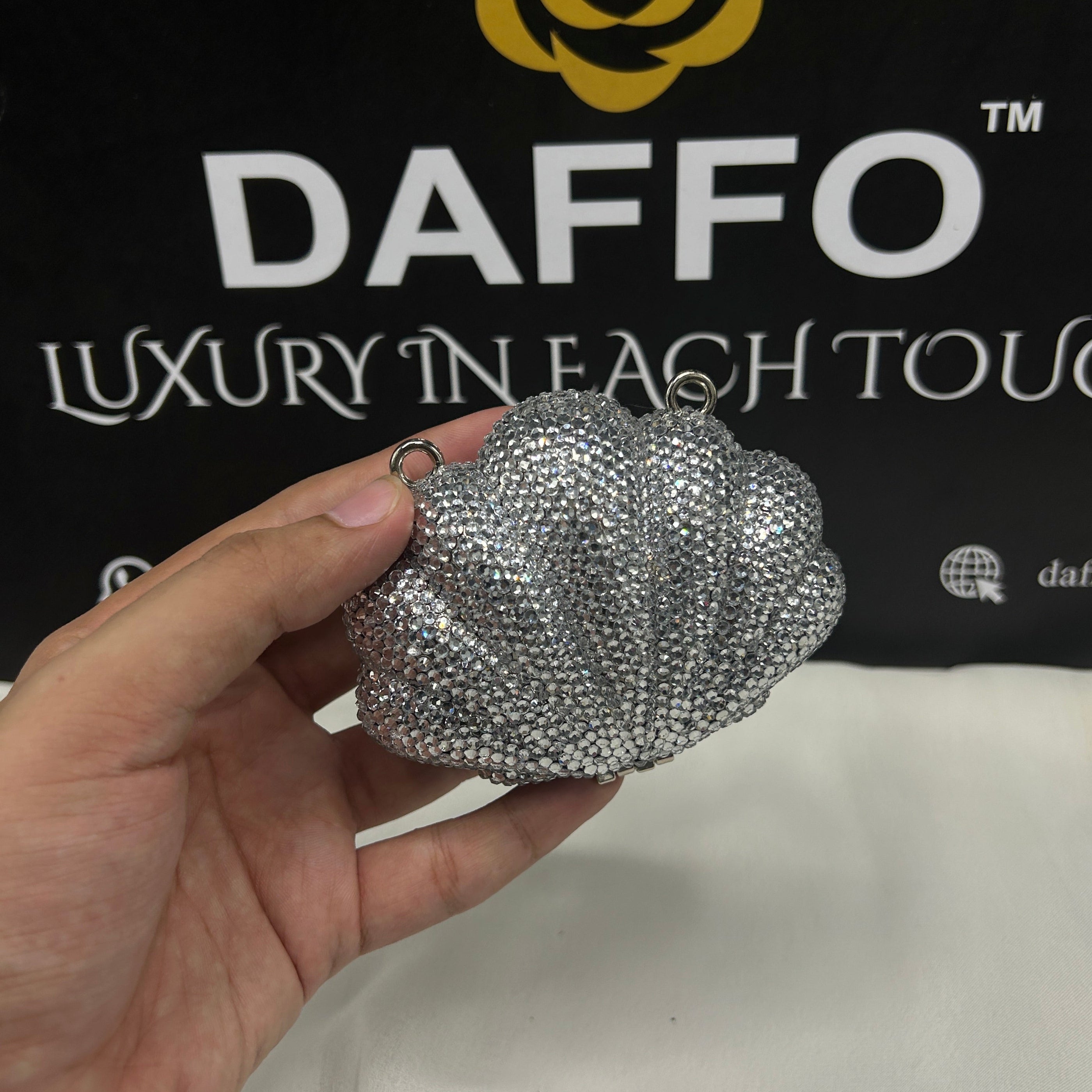 Imported ladies clutch with swarovski crystals 