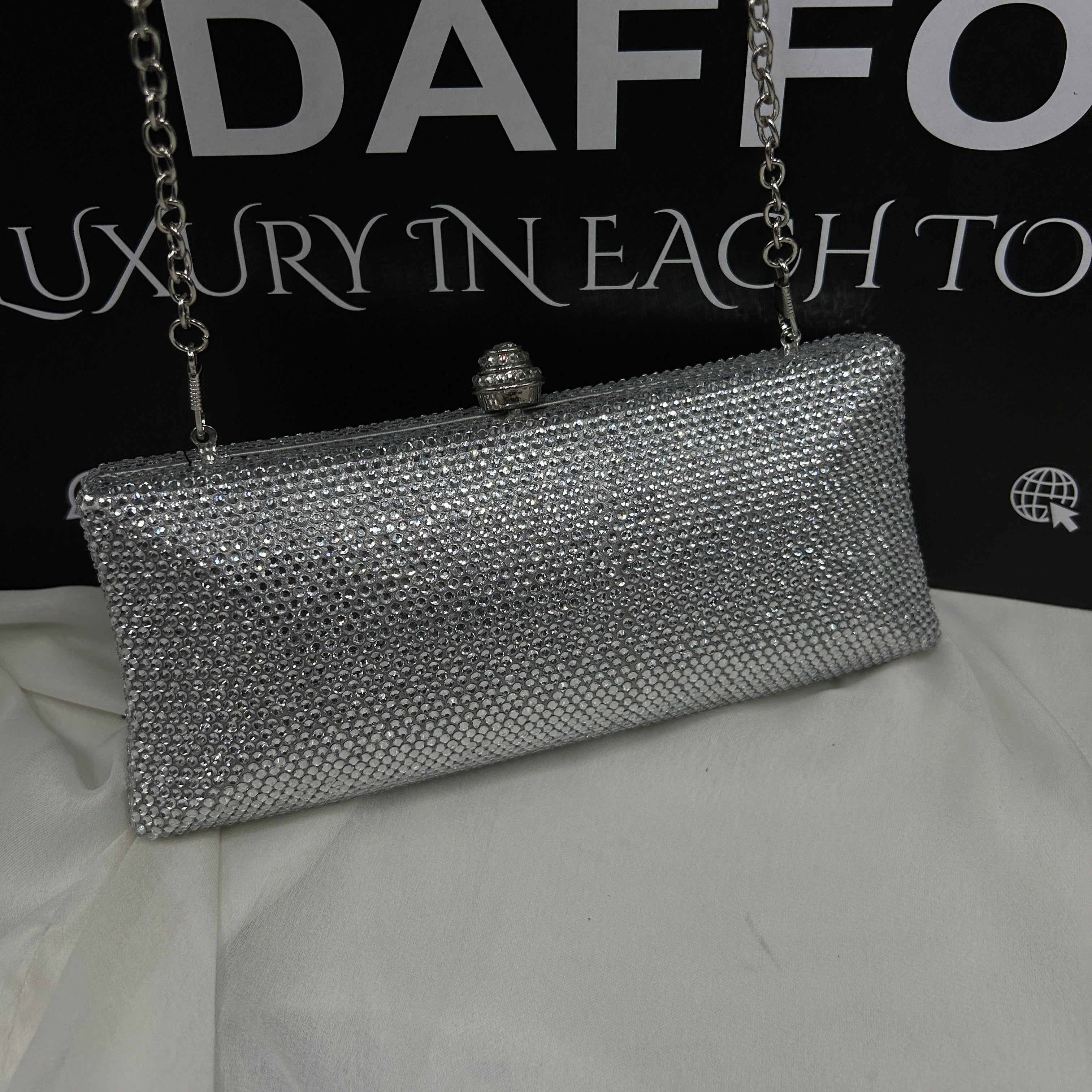 Ladies clutch with swarovski crystals all around 