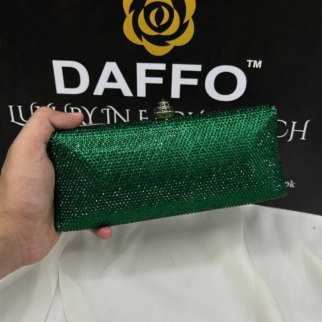 Ladies clutch with swarovski crystals all around 