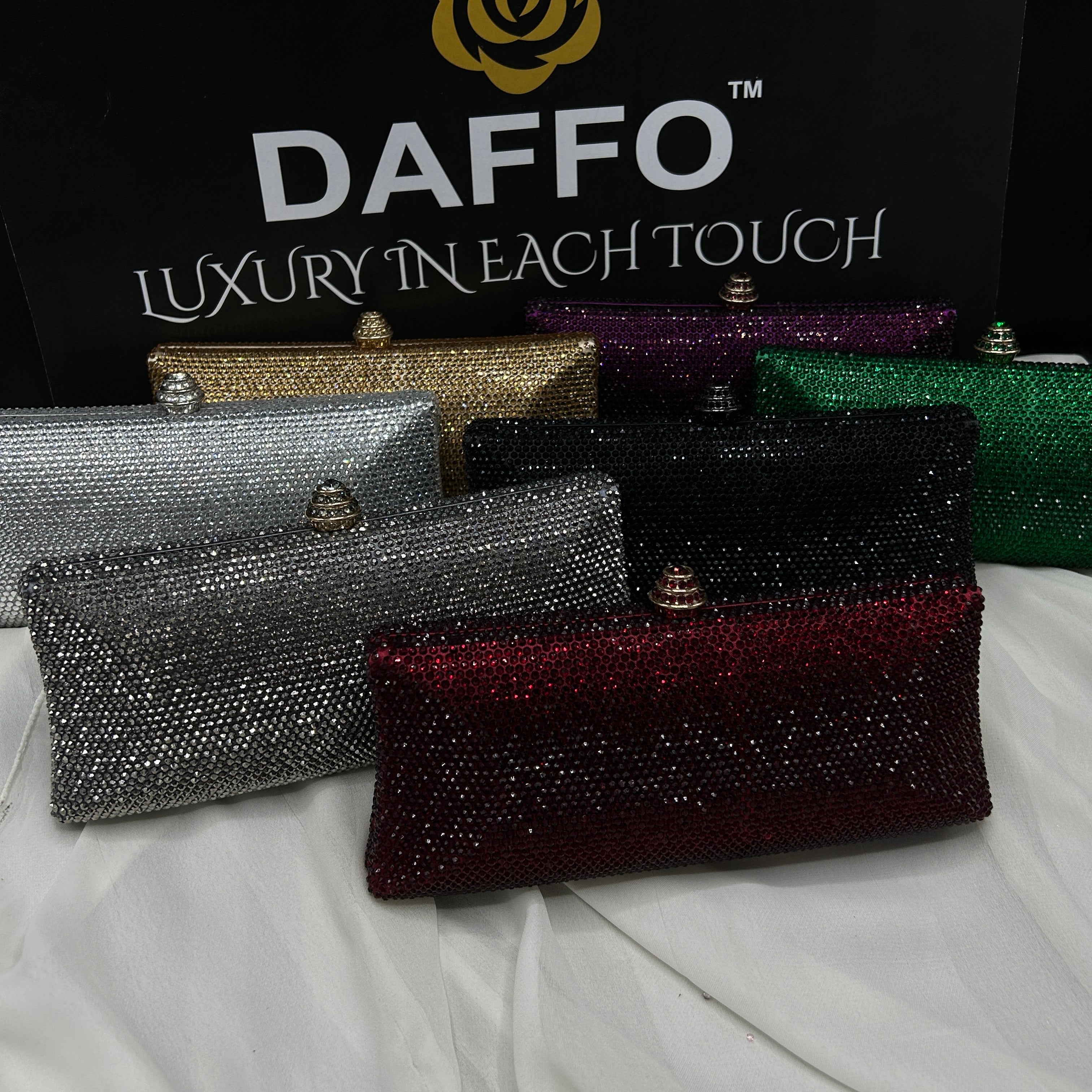 Imported ladies clutch with swarovski crystals 