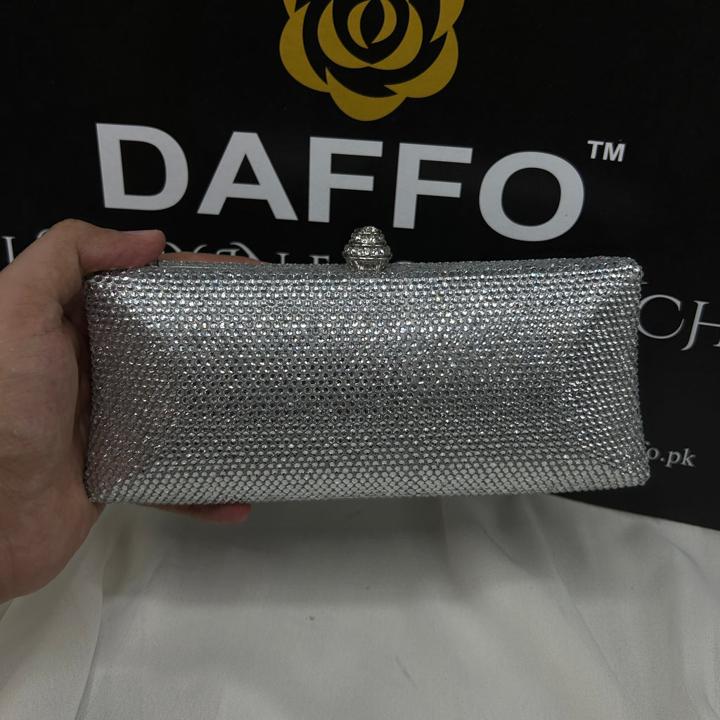 Ladies clutch with swarovski crystals all around 