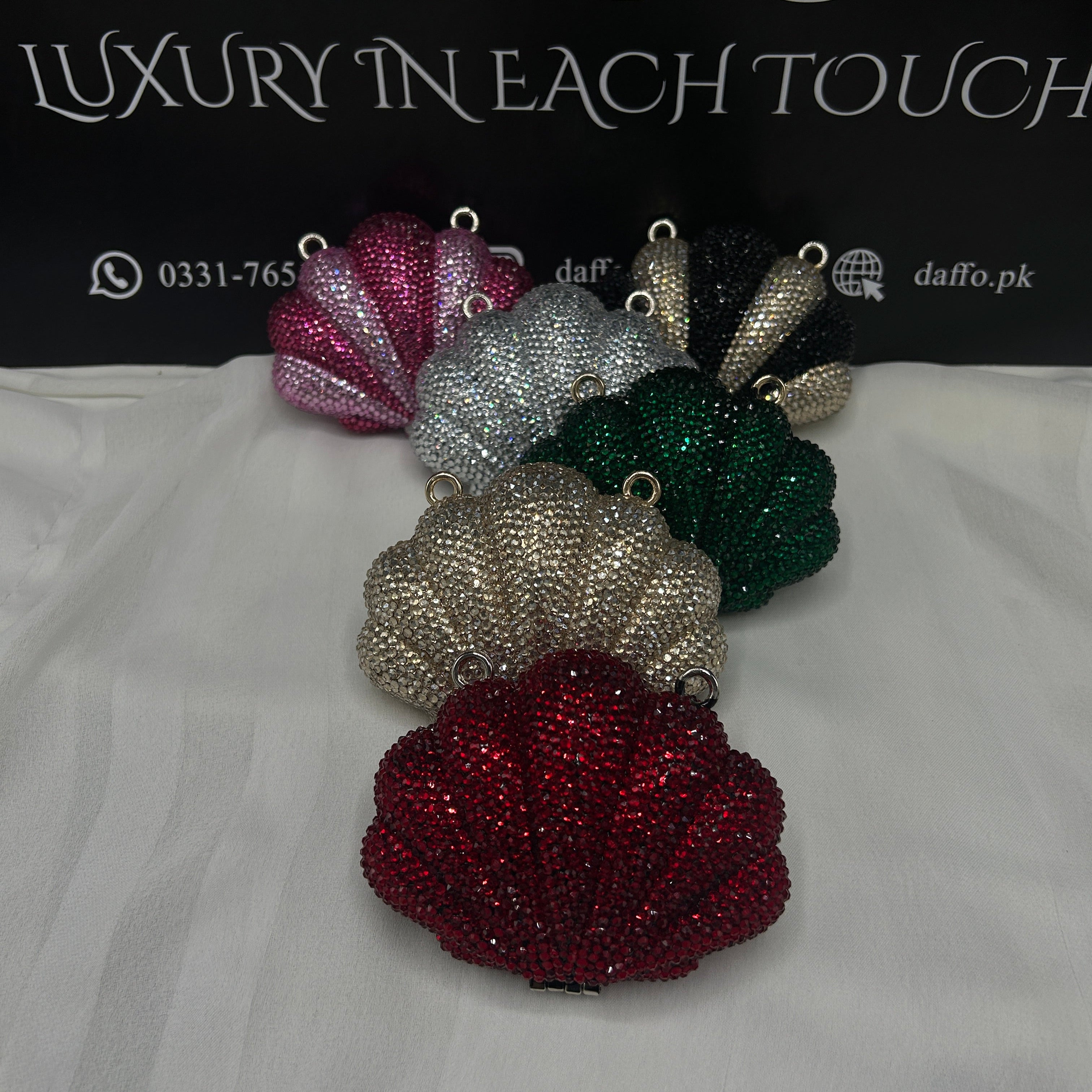 Imported ladies clutch with swarovski crystals 