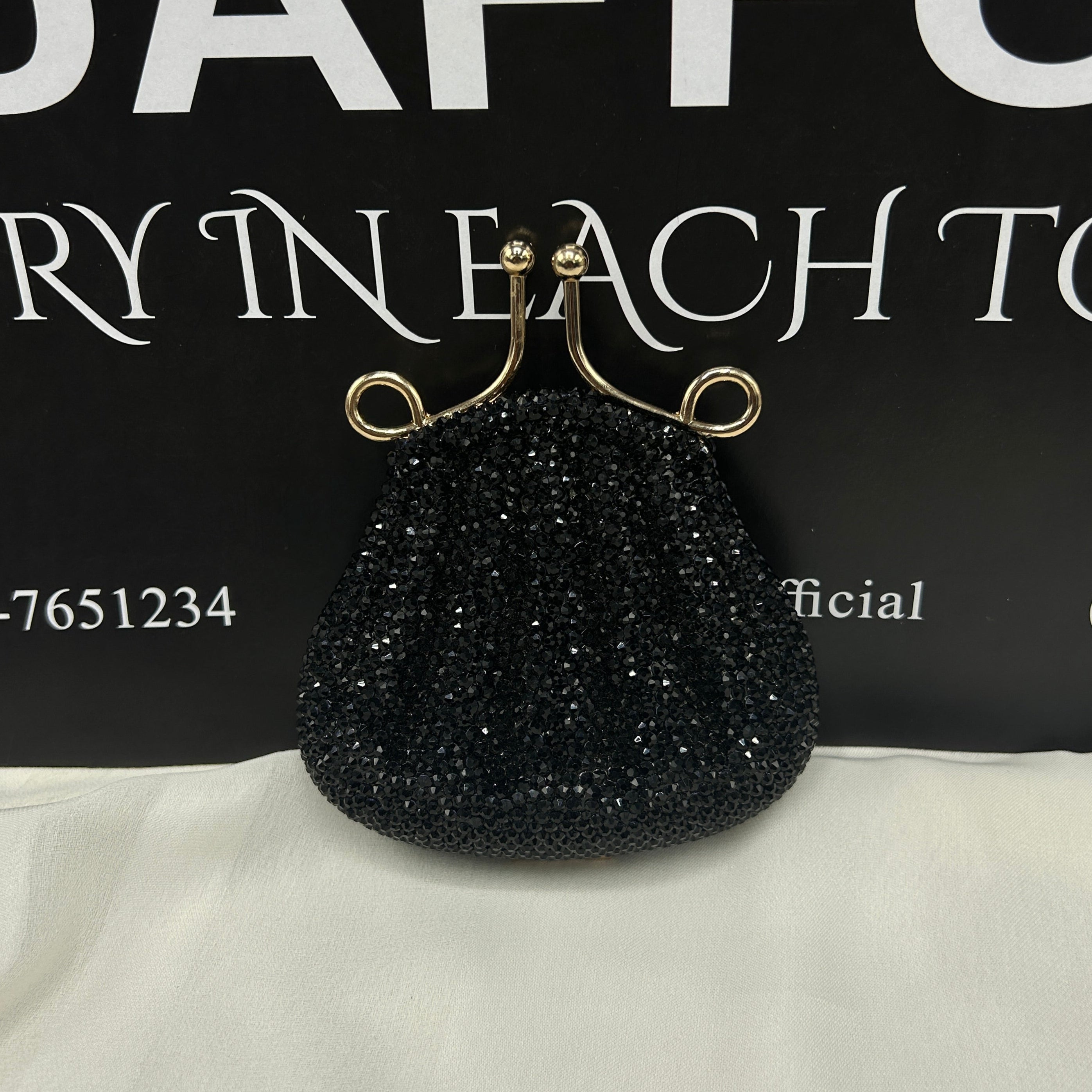 Imported ladies clutch with swarovski crystals 