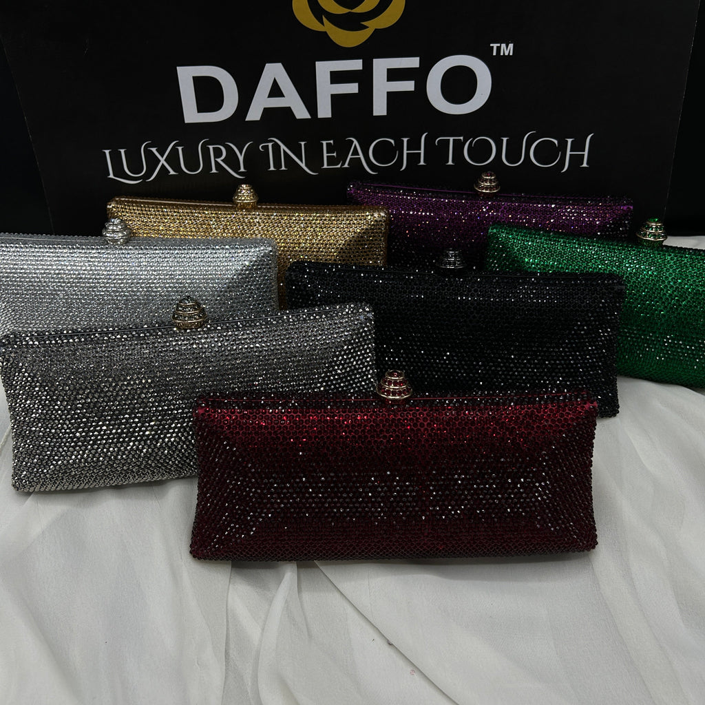 Imported ladies clutch with swarovski crystals 