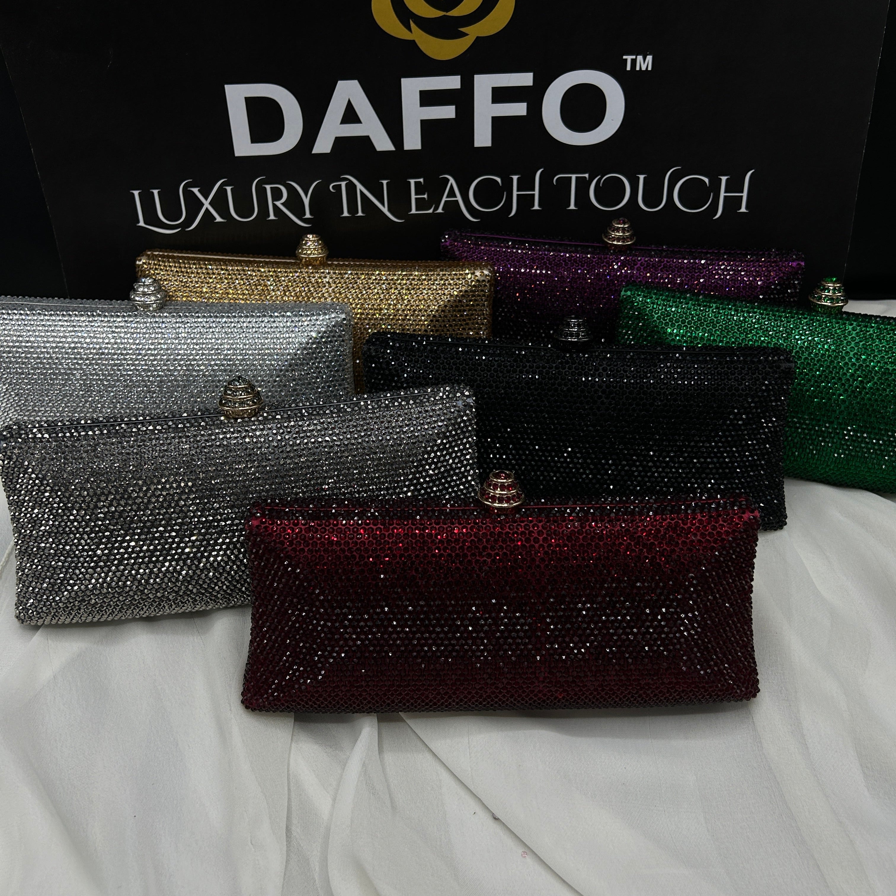 Imported ladies clutch with swarovski crystals 