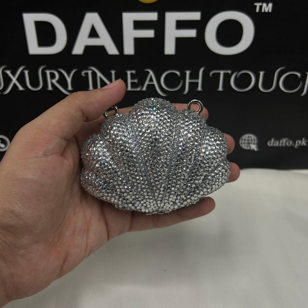 Imported ladies clutch with swarovski crystals 