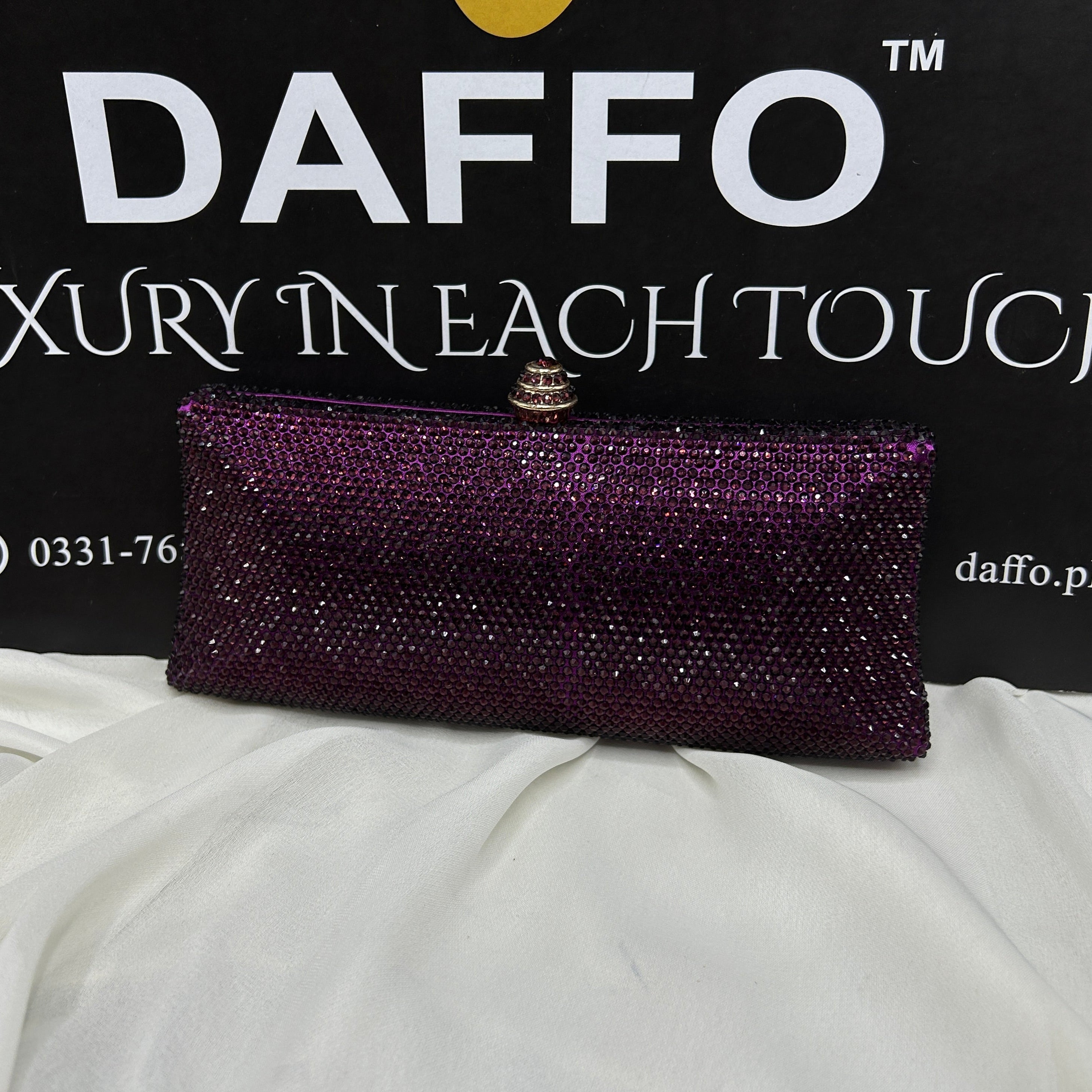Imported ladies clutch with swarovski crystals 