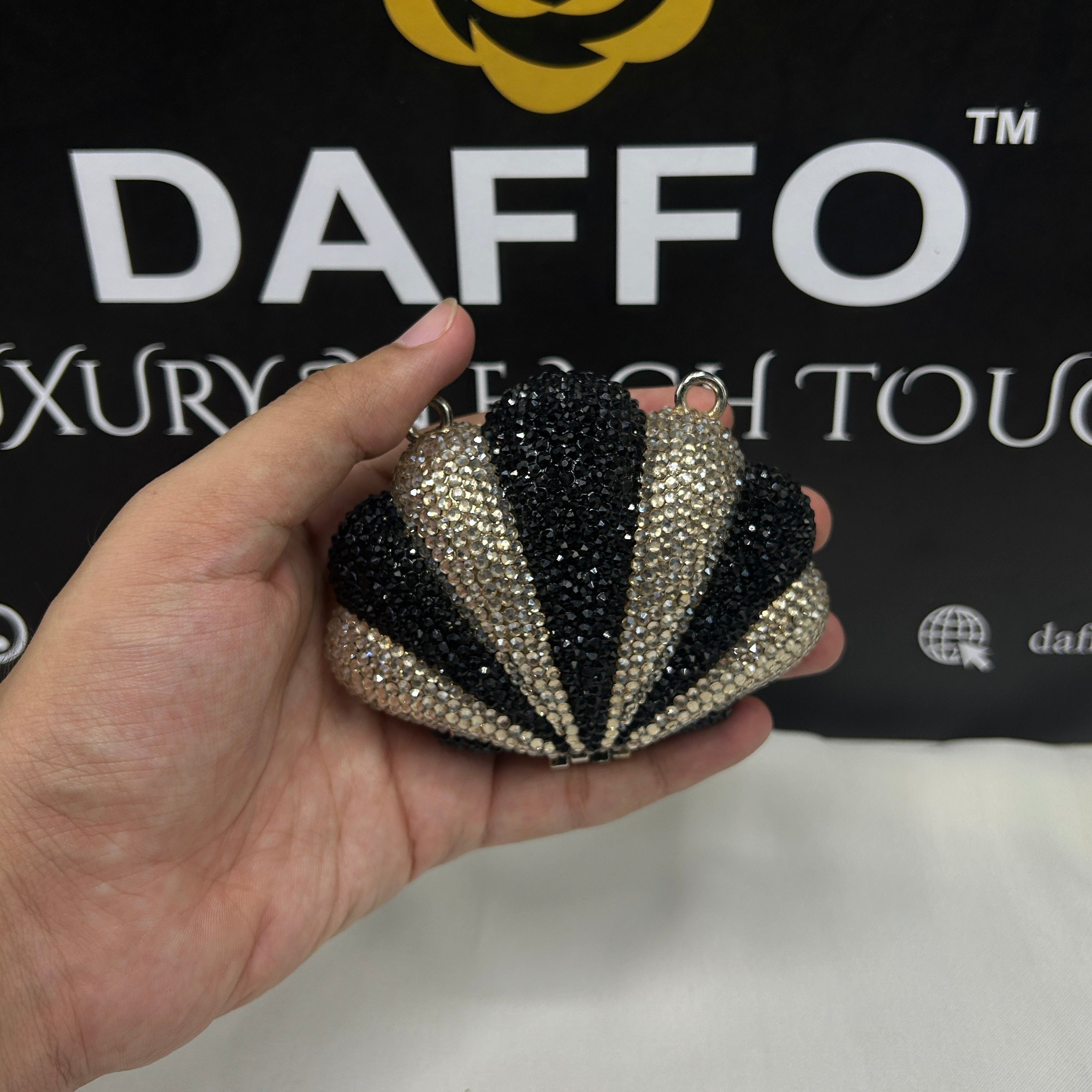 Imported ladies clutch with swarovski crystals 