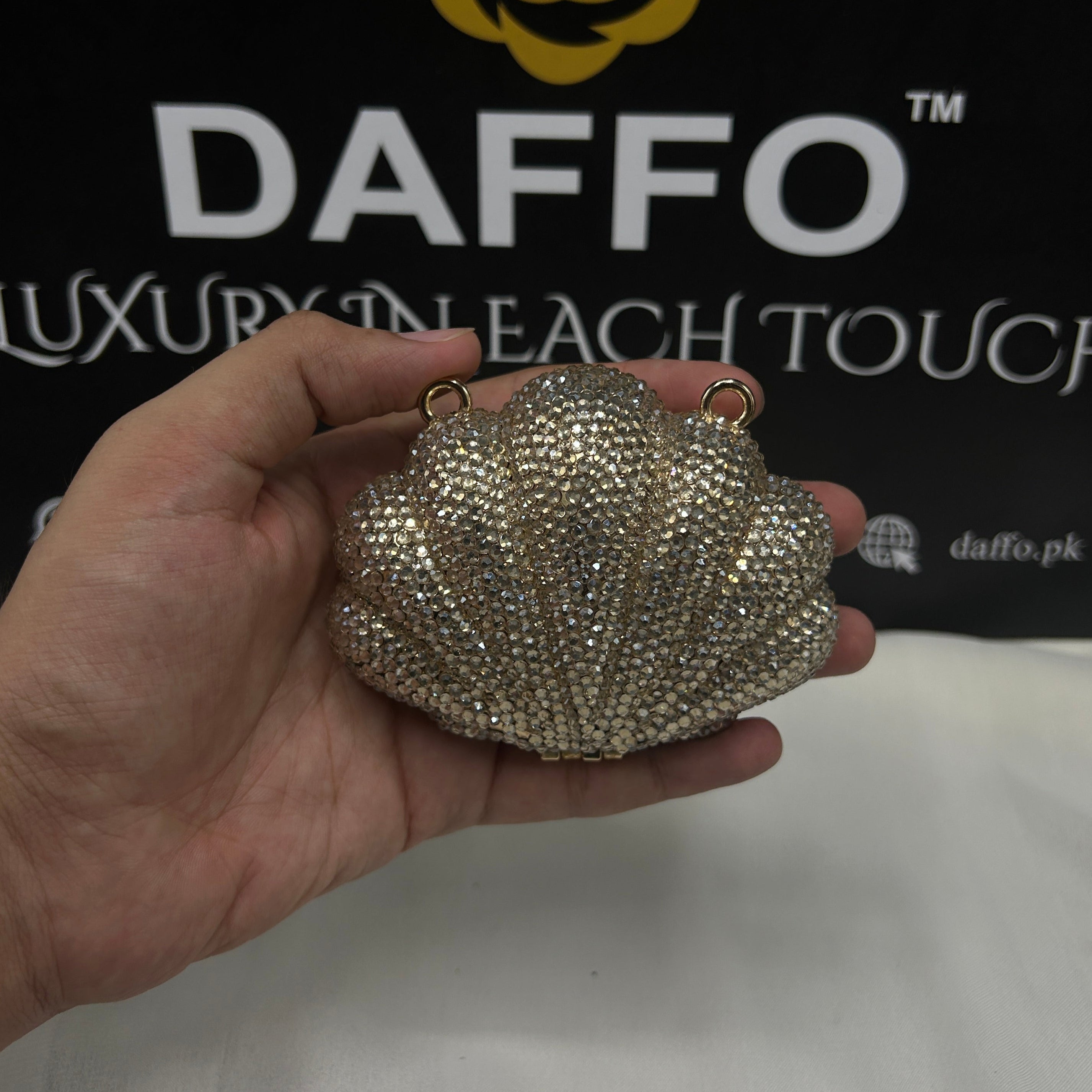 Imported ladies clutch with swarovski crystals 