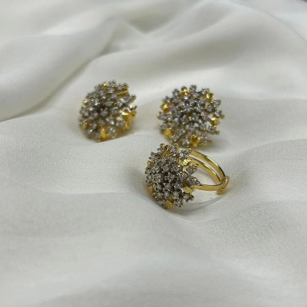 Diamond cut ring and studs