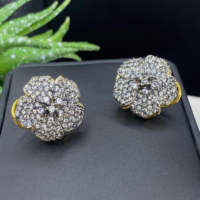 ZIRCONIC FLORAL GOLD PLATED STUDS