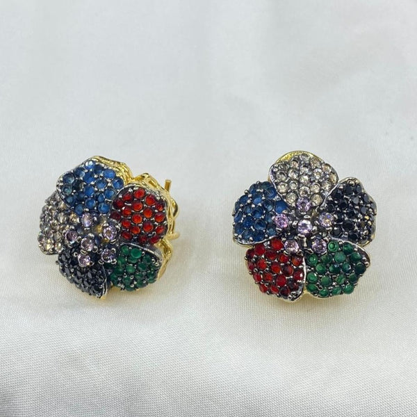 ZIRCONIC FLORAL GOLD PLATED STUDS