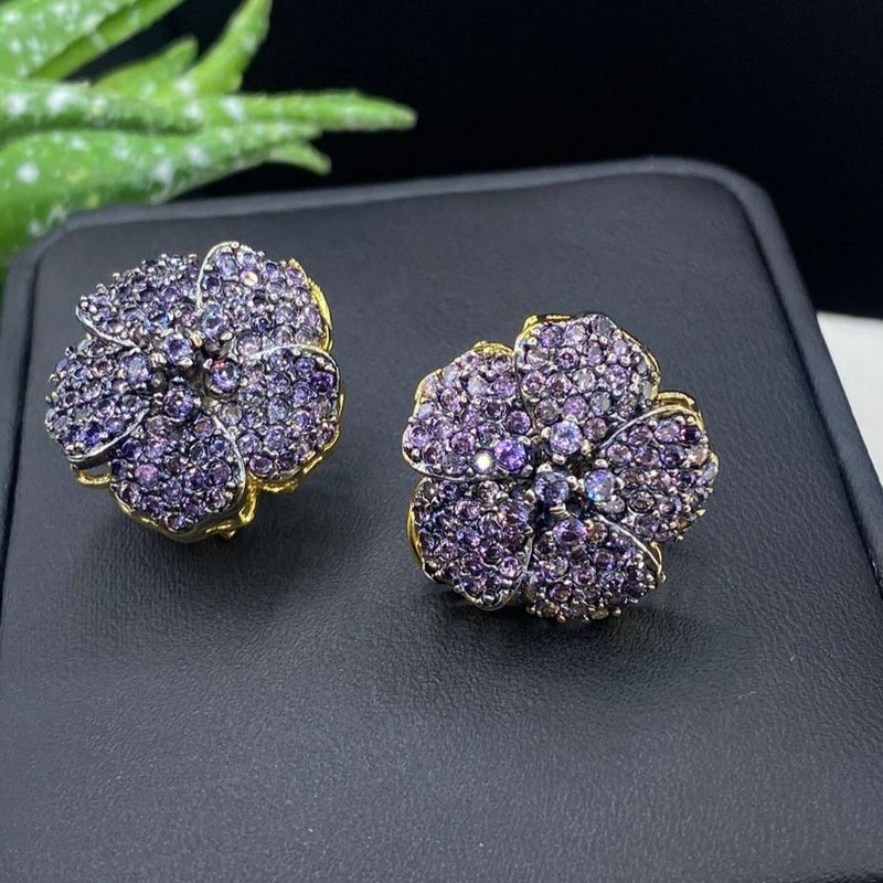 ZIRCONIC FLORAL GOLD PLATED STUDS