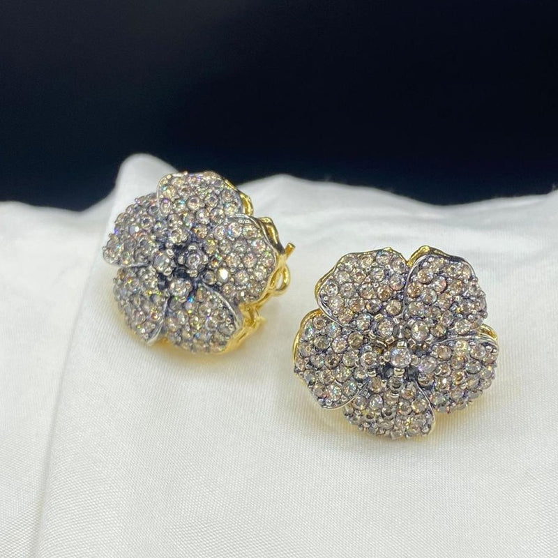 ZIRCONIC FLORAL GOLD PLATED STUDS