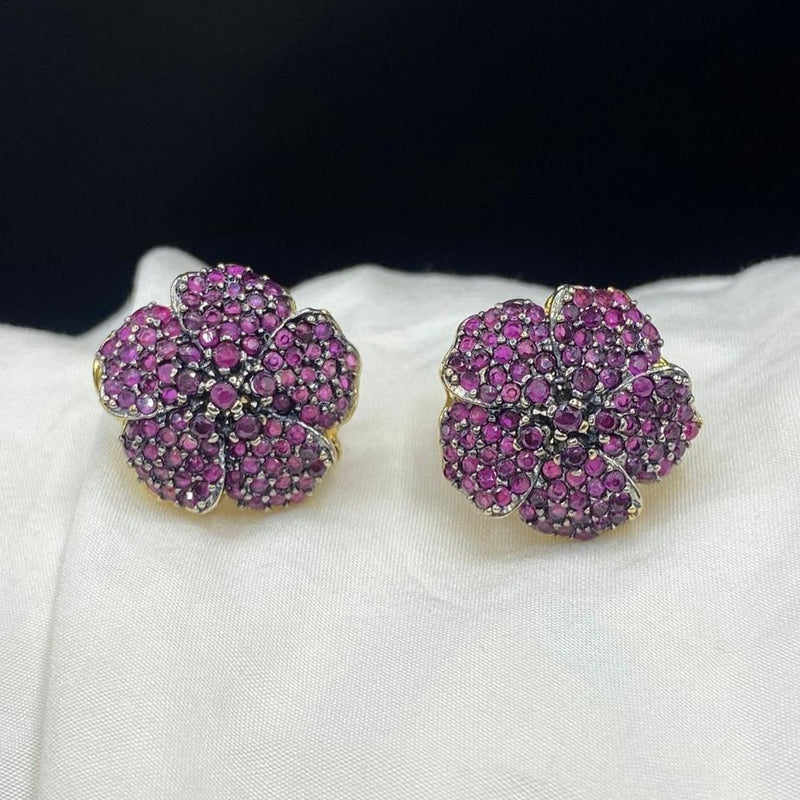 ZIRCONIC FLORAL GOLD PLATED STUDS