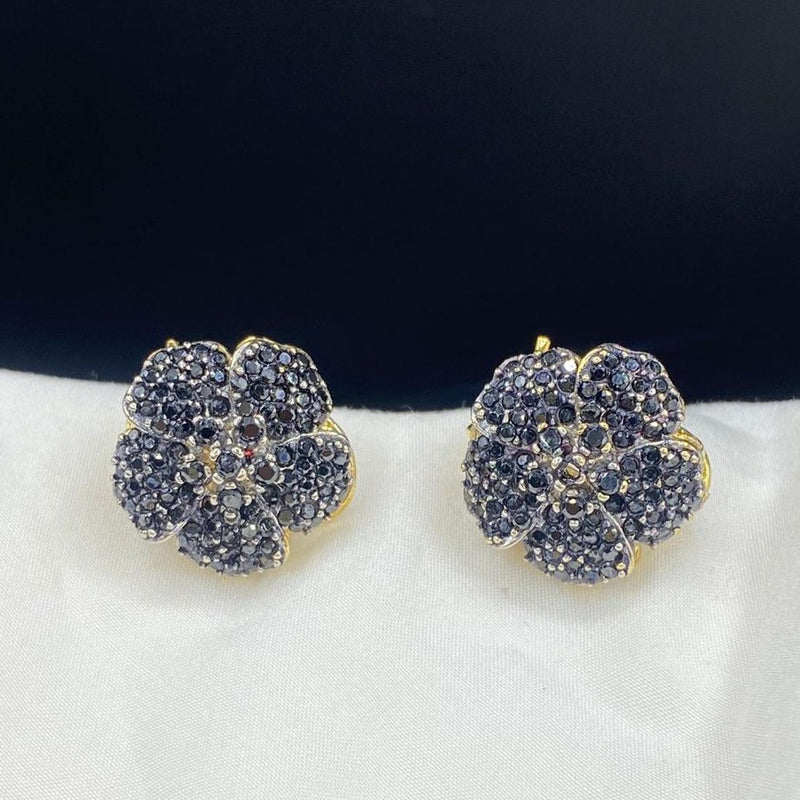 ZIRCONIC FLORAL GOLD PLATED STUDS