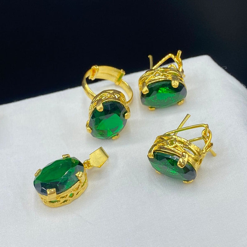 Gold plated Doublet stones combo set (mint colors)