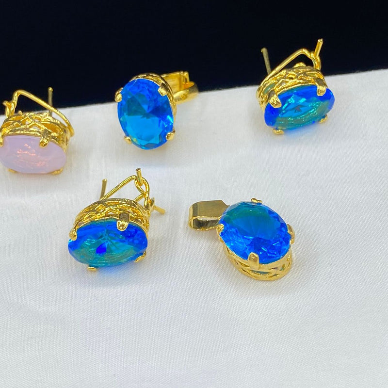 Gold plated Doublet stones combo set (mint colors)