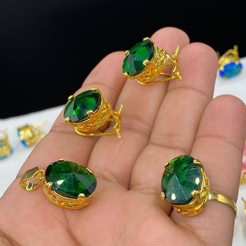 Gold plated Doublet stones combo set (mint colors)