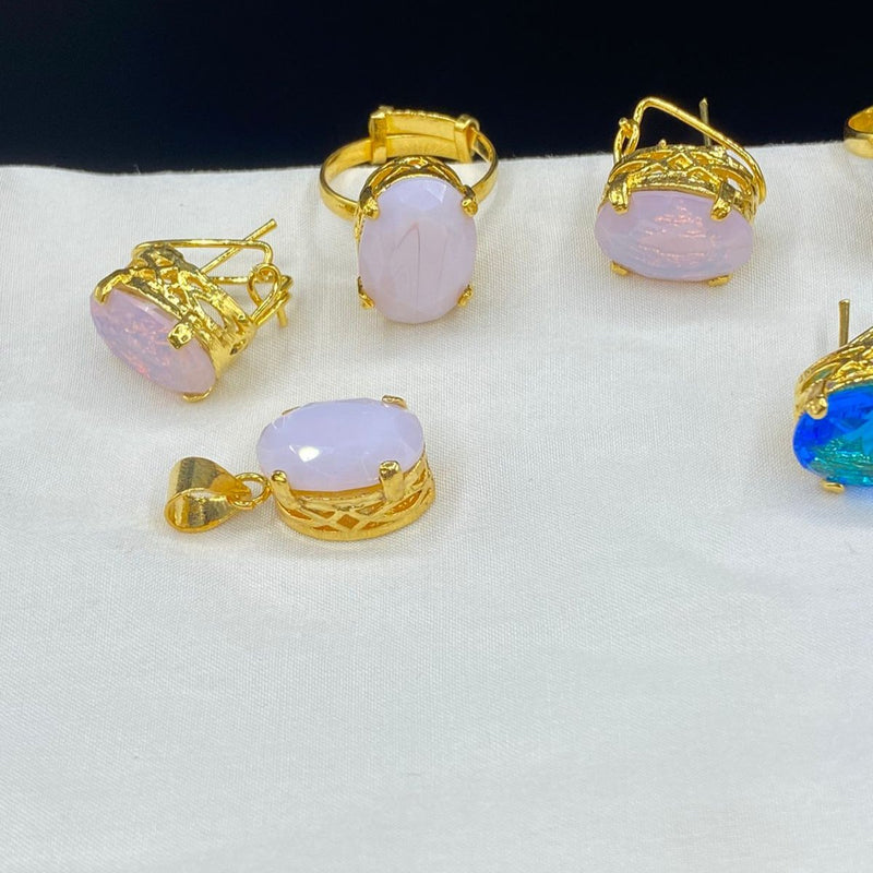 Gold plated Doublet stones combo set (mint colors)