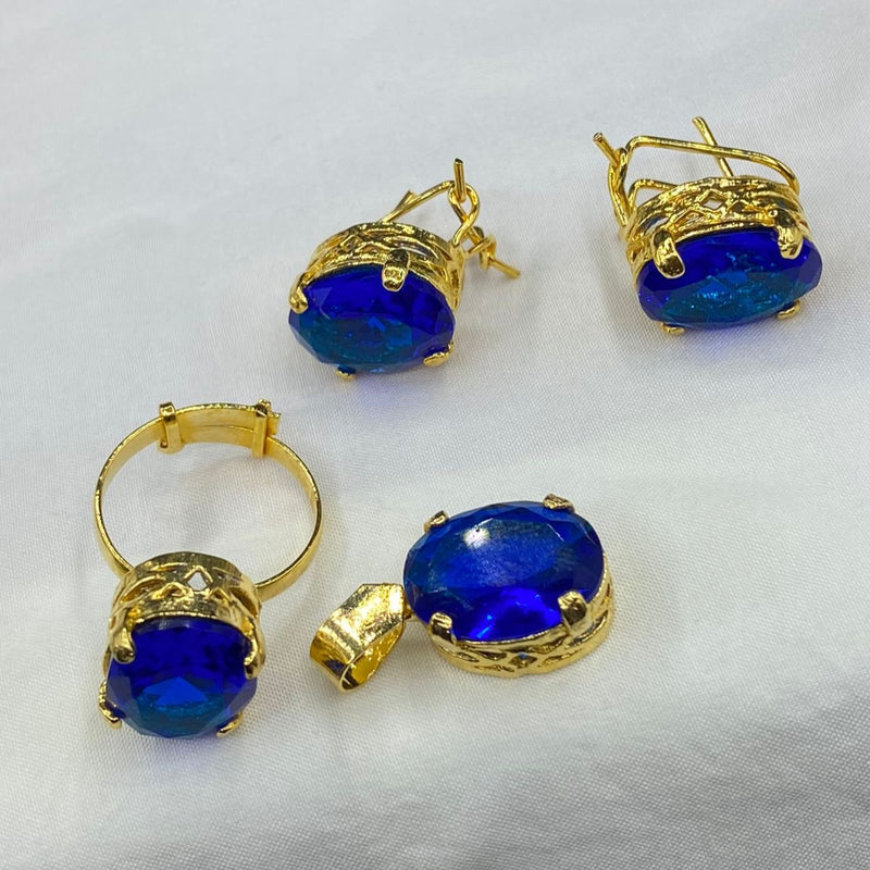 Gold plated Doublet stones combo set (mint colors)