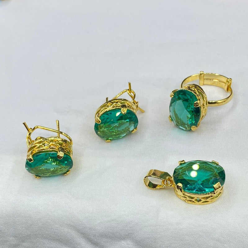 Gold plated Doublet stones combo set (mint colors)