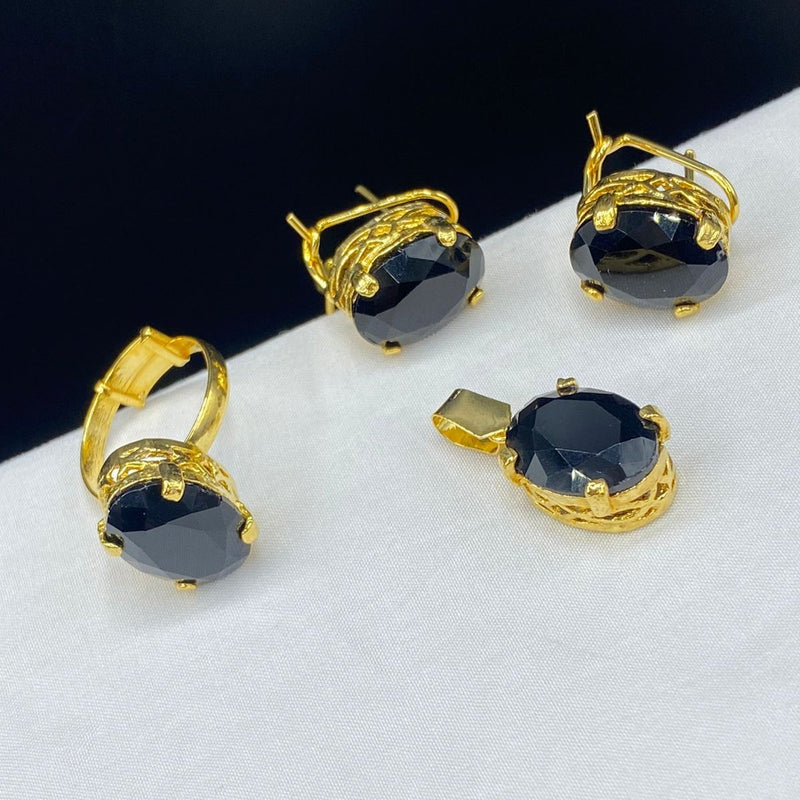 Gold plated Doublet stones combo set (mint colors)