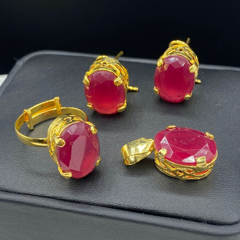 Gold plated Doublet stones combo set (mint colors)