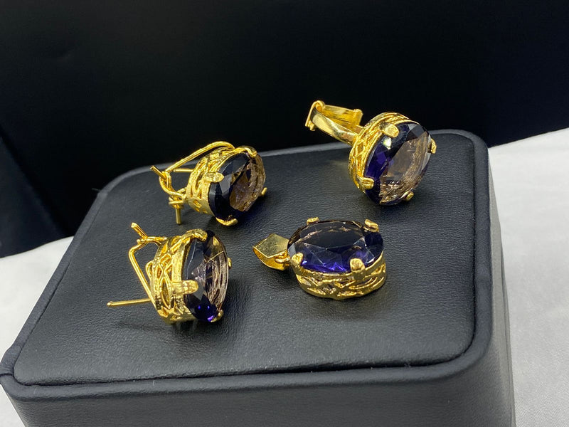 Gold plated Doublet stones combo set (mint colors)