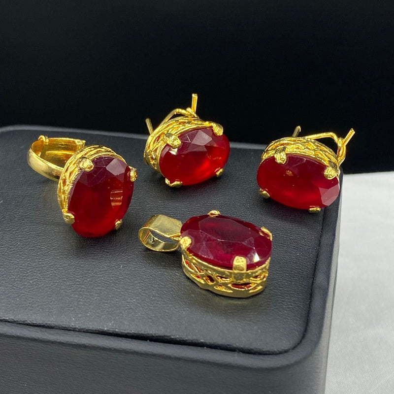 Gold plated Doublet stones combo set (mint colors)