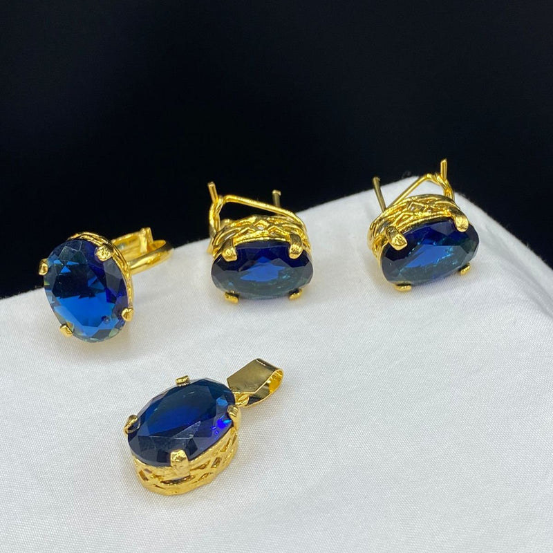 Gold plated Doublet stones combo set (mint colors)