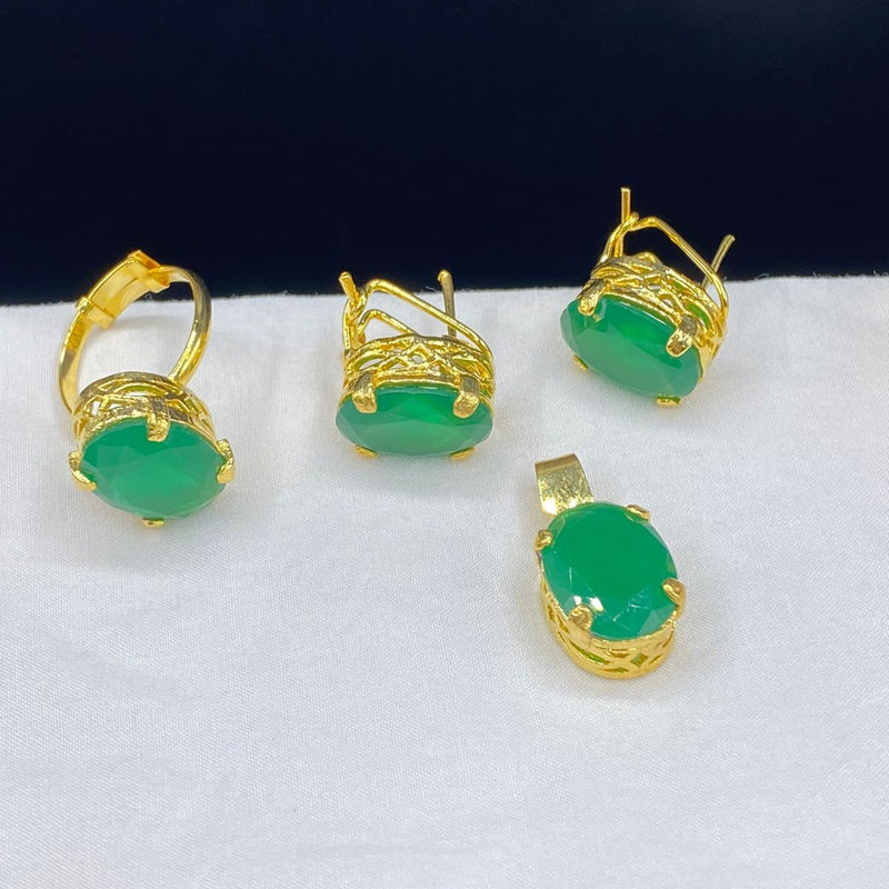 Gold plated Doublet stones combo set (mint colors)