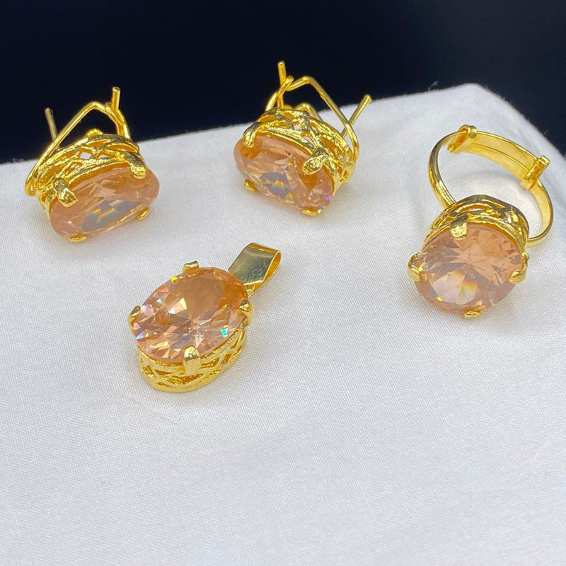 Gold plated Doublet stones combo set (mint colors)