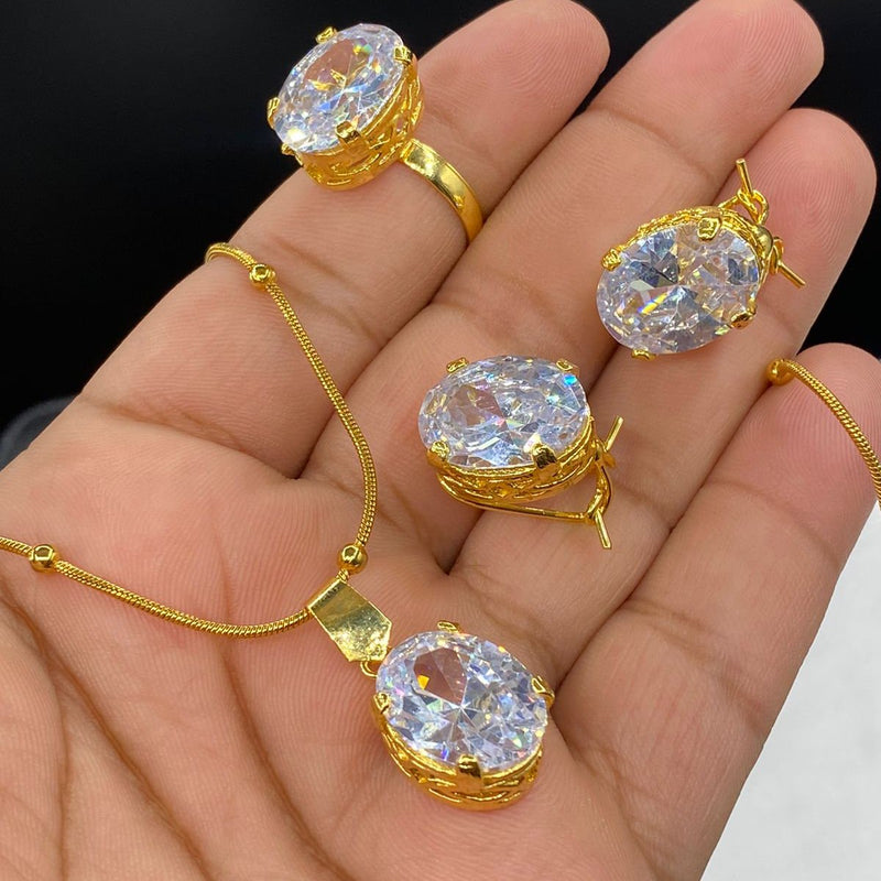 Gold plated Doublet stones combo set (mint colors)