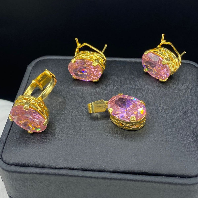 Gold plated Doublet stones combo set (mint colors)