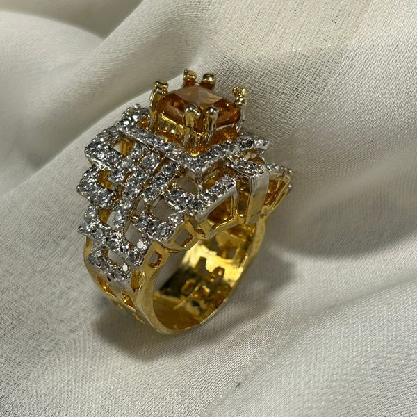 Gold Plated Adjustable Silver Style Zirconic Ring