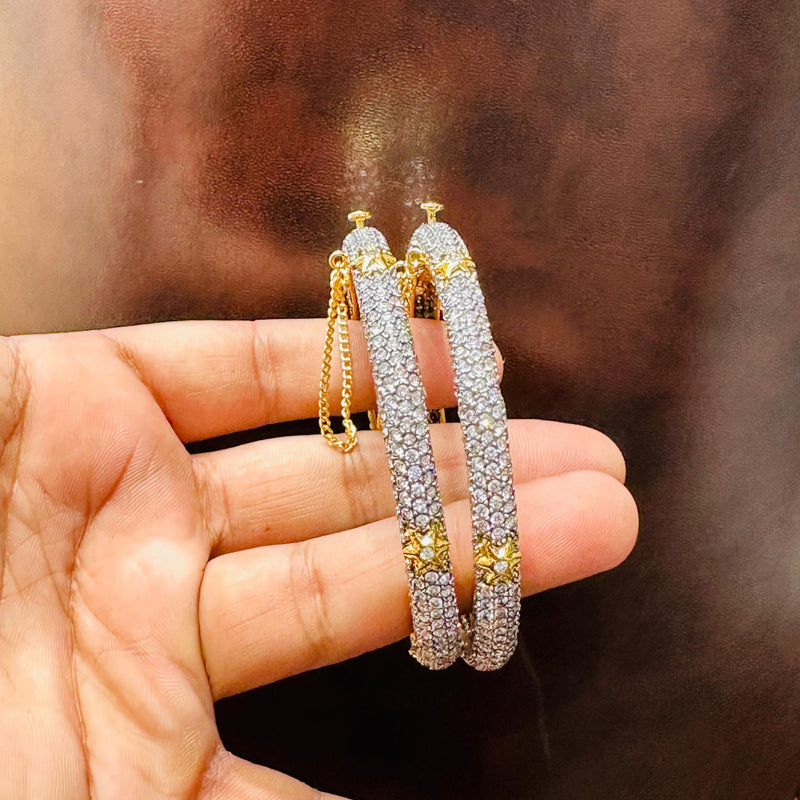 Goldplated micro zirconic openable bangles  (pair)