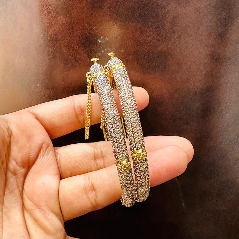 Goldplated micro zirconic openable bangles  (pair)