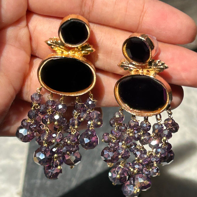 MIRROR KUDAN EARRINGS WITH PEARLS DROP