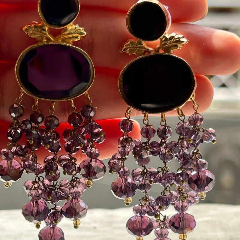 MIRROR KUDAN EARRINGS WITH PEARLS DROP