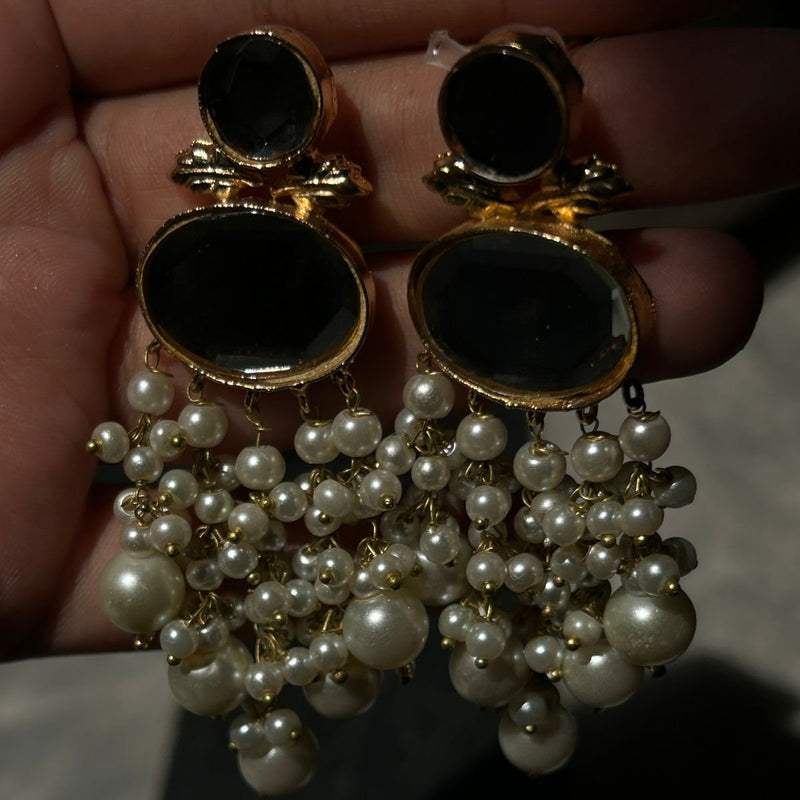 MIRROR KUDAN EARRINGS WITH PEARLS DROP