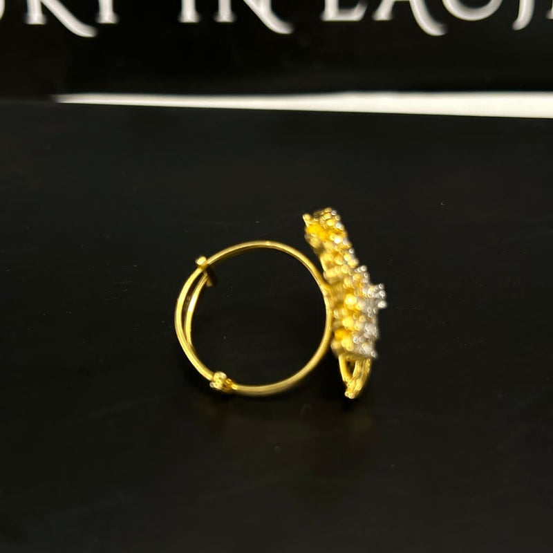 Goldplated gangajamni adjustable ring