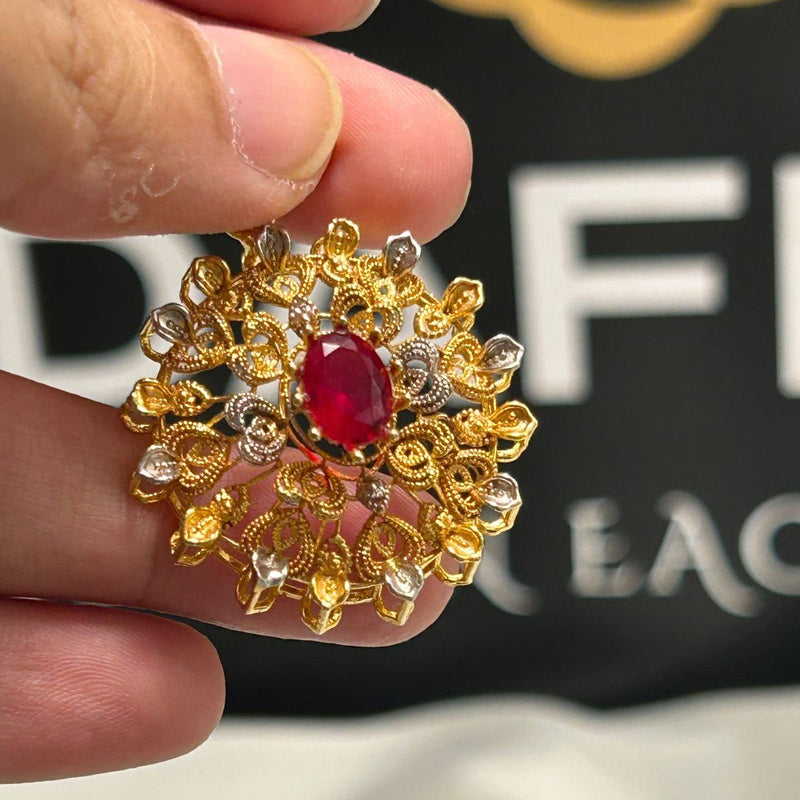 DAFFO CHANDI STYLE RP LOCKET IN RUBY