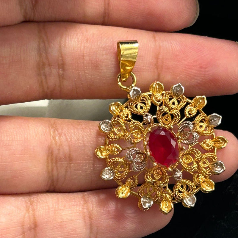 DAFFO CHANDI STYLE RP LOCKET IN RUBY