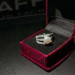 DAFFO Italian Rhodium plated Silver 925 Stamped Pearly Ring