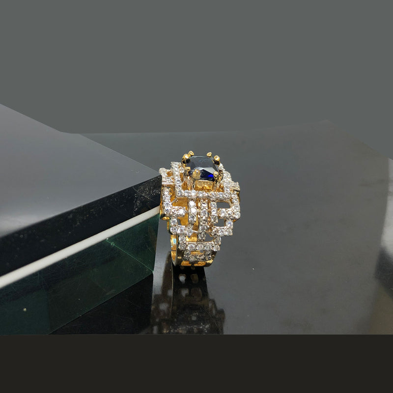 Gold Plated Adjustable Silver Style Zirconic Ring