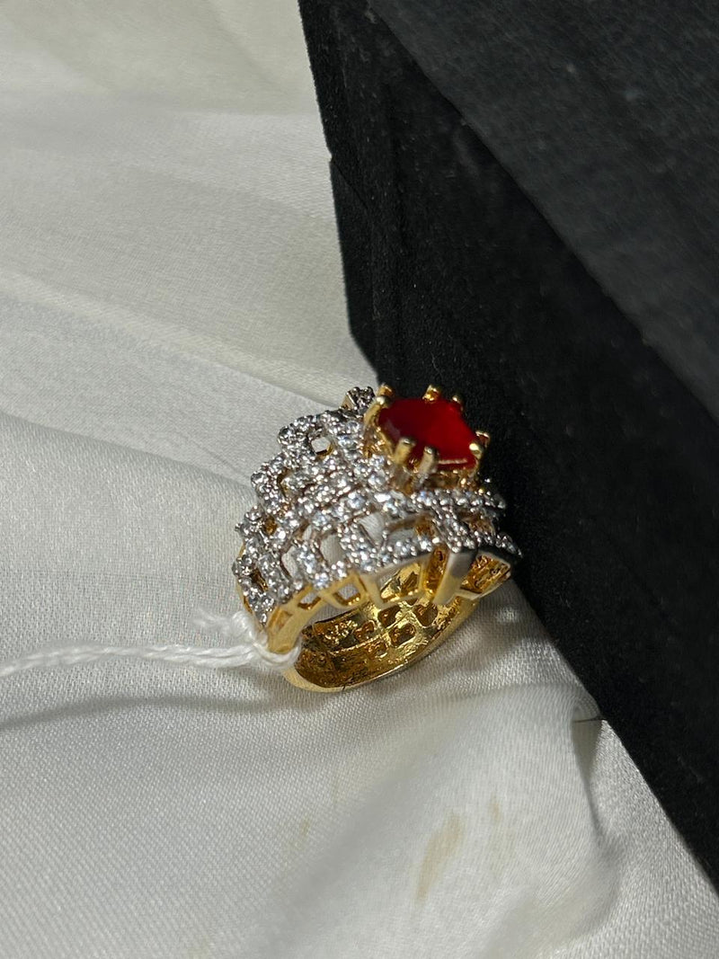 Gold Plated Adjustable Silver Style Zirconic Ring