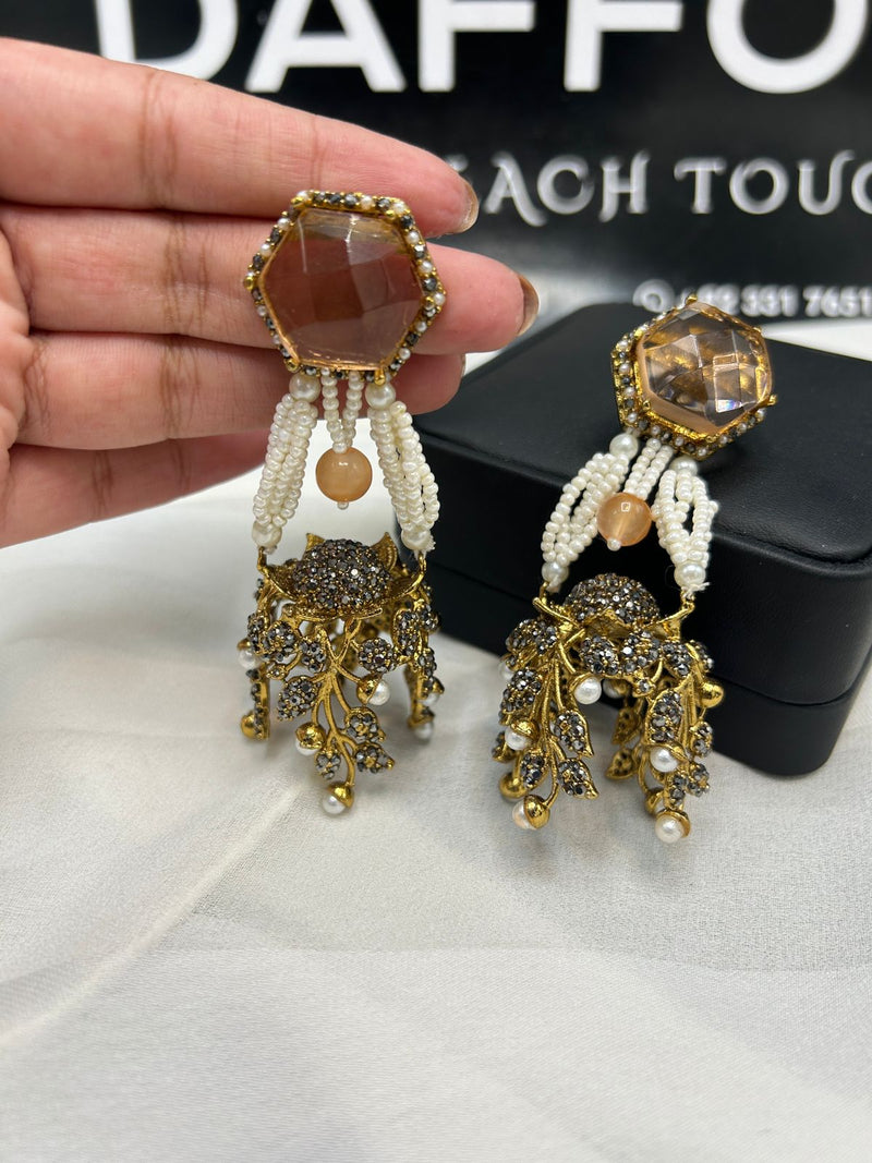 Turkish earrings with Doublet stone