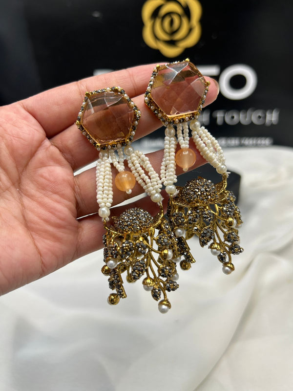 Turkish earrings with Doublet stone